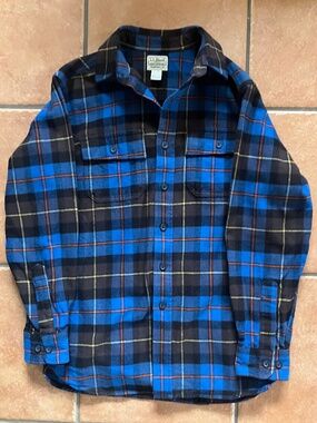 Men’s L.L.Bean Plaid Heavy Flannel Shirt | Size S | Traditional Fit | 100% Cotto